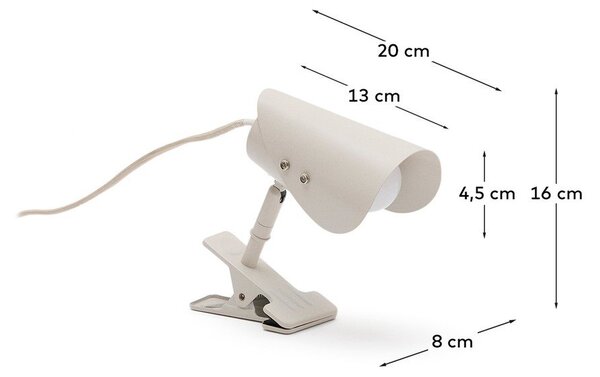 Jasnoszara metalowa lampa stołowa z klipsem (wysokość 16 cm) Jula – Kave Home