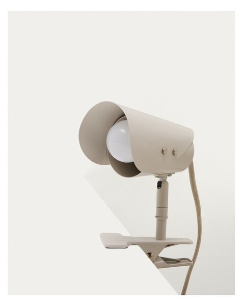 Jasnoszara metalowa lampa stołowa z klipsem (wysokość 16 cm) Jula – Kave Home