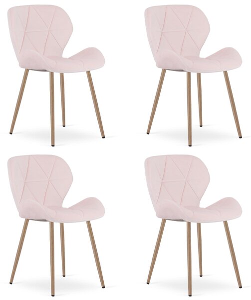 Styl I Elegancja Krzesło Mango - Aksamit Róż Jasny / Nogi Dąb X 4
