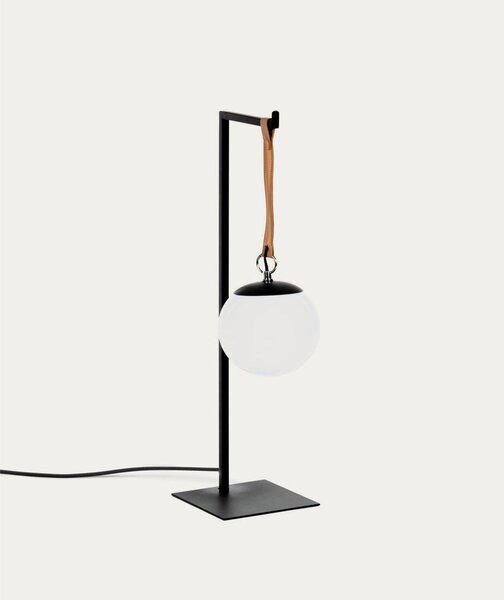 Czarna metalowa lampa stołowa z plastikowym kloszem (wysokość 60 cm) Monteiro – Kave Home
