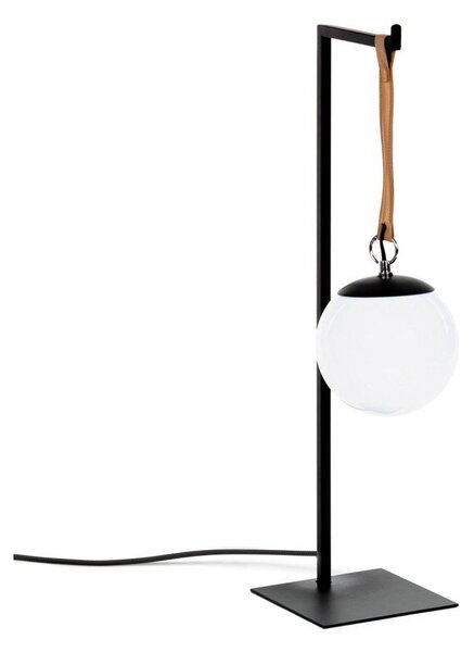 Czarna metalowa lampa stołowa z plastikowym kloszem (wysokość 60 cm) Monteiro – Kave Home