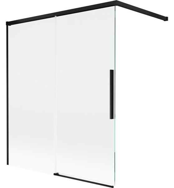 Mexen Rox parawan nawannowy 2-skrzydłowy rozsuwany 140 x 150 cm, transparent, czarny - 8C9-140-003-70-00