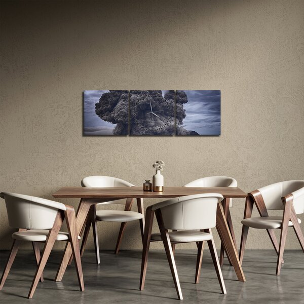 Obraz - Erupcja wulkanu (z zegarem) (90x30 cm)