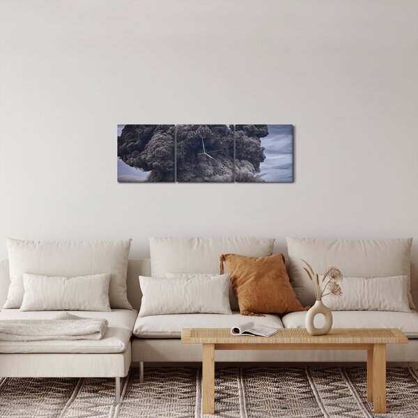 Obraz - Erupcja wulkanu (z zegarem) (90x30 cm)