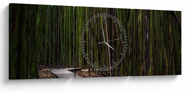 Obraz - Wśród bambusów (z zegarem) (90x30 cm)