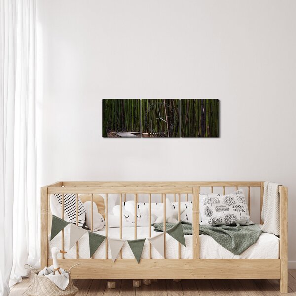 Obraz - Wśród bambusów (z zegarem) (90x30 cm)