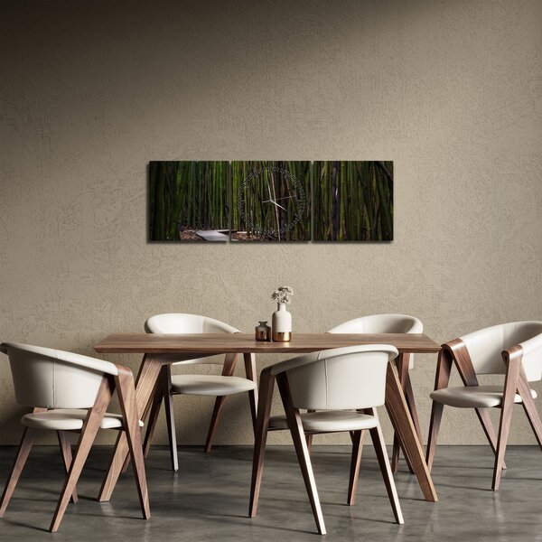 Obraz - Wśród bambusów (z zegarem) (90x30 cm)