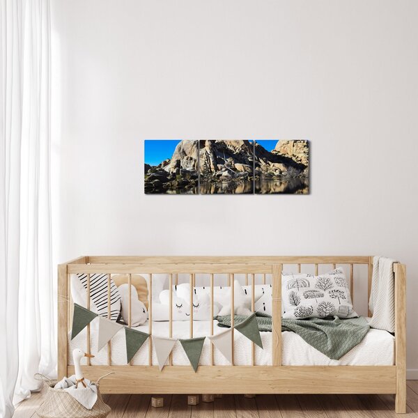 Obraz odbicia skał (z zegarem) (90x30 cm)