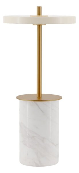 Kremowa marmurowa lampa stołowa LED ze ściemniaczem i metalowym kloszem (wysokość 25,5 cm) Asteria Move Mini – UMAGE