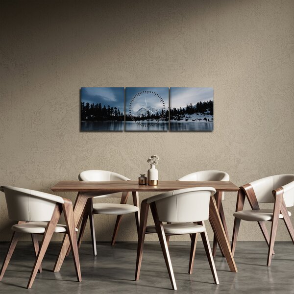 Obraz - Na zamarzniętym jeziorze (z zegarem) (90x30 cm)