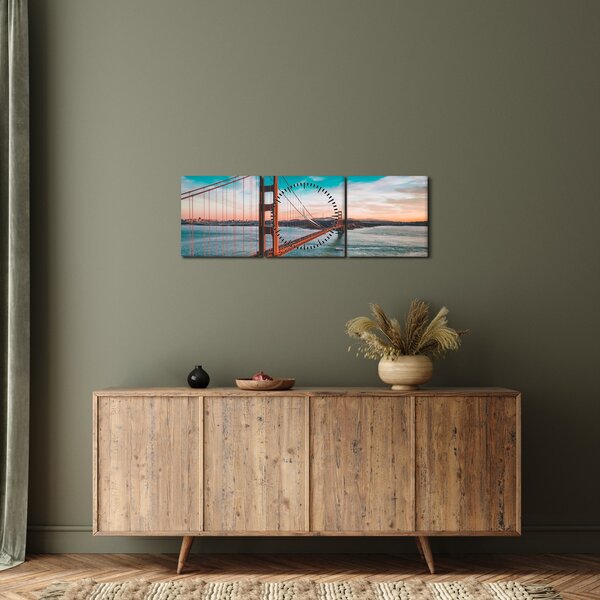 Obraz - Golden Gate, San Francisco (z zegarem) (90x30 cm)