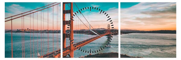 Obraz - Golden Gate, San Francisco (z zegarem) (90x30 cm)
