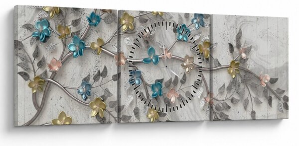 Obraz - Na gałęzi - abstrakcja (z zegarem) (90x30 cm)