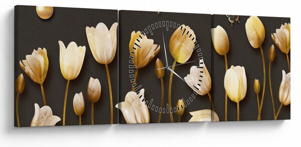 Obraz - Tulipany - abstrakcja (z zegarem) (90x30 cm)