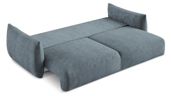 Niebieska rozkładana sofa z tkaniny szenilowej 230 cm Leila – Makamii