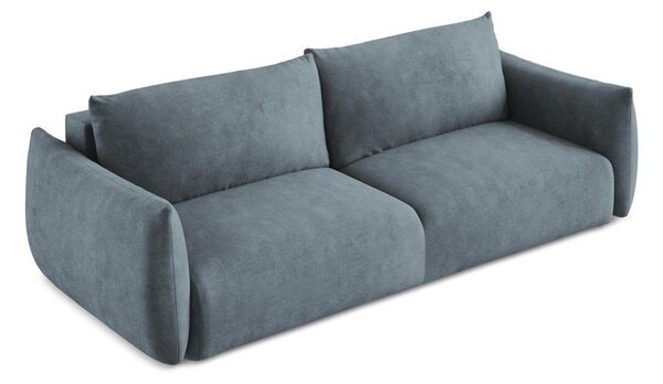 Niebieska rozkładana sofa z tkaniny szenilowej 230 cm Leila – Makamii