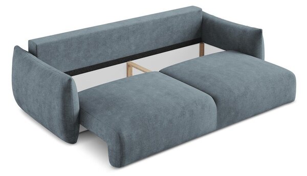 Niebieska rozkładana sofa z tkaniny szenilowej 230 cm Leila – Makamii