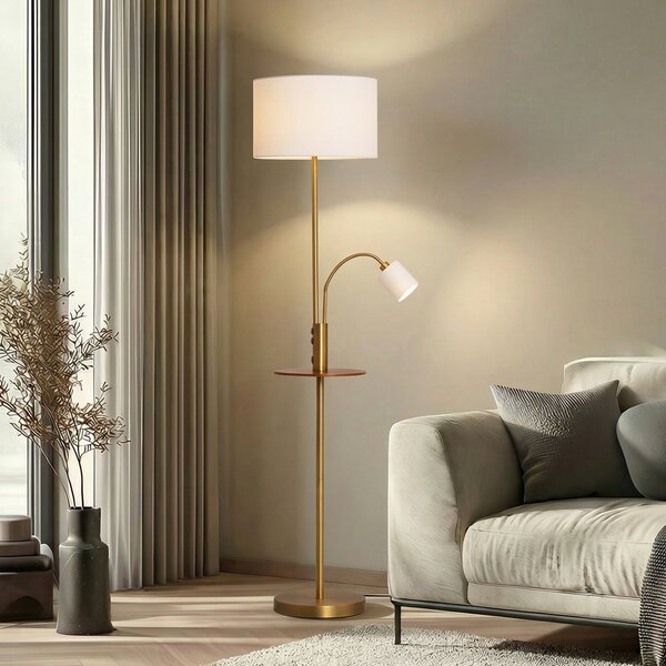 Lampa Podłogowa Lindby, Aovan, antyczny mosiądz, salon, metal, nowoczesny