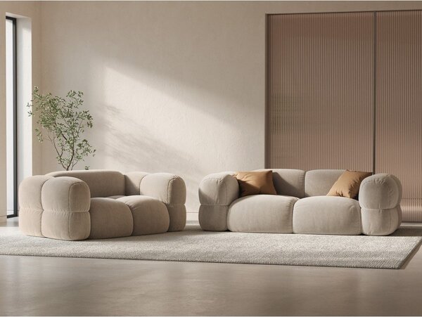 Beżowa aksamitna sofa 210 cm Loretto – Cosmopolitan Design