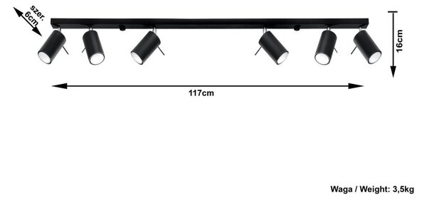 Czarna lampa sufitowa Sollux Etna 6L