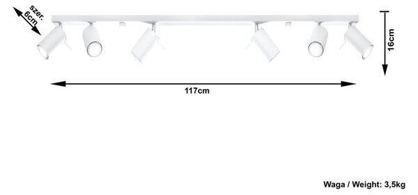 Biała lampa sufitowa Sollux Etna 6L