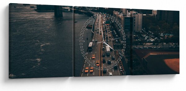 Obraz Manhattanu (z zegarem) (90x30 cm)