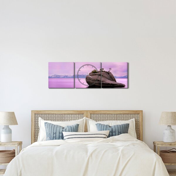 Obraz kamienia w morzu (z zegarem) (90x30 cm)