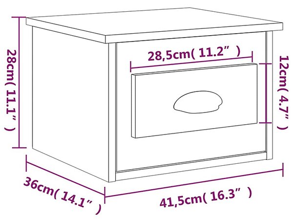 Wisząca szafka nocna z szufladą szary beton T3-D11