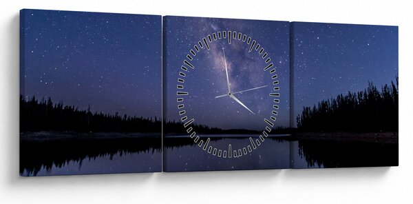 Obraz nocnego nieba (z zegarem) (90x30 cm)