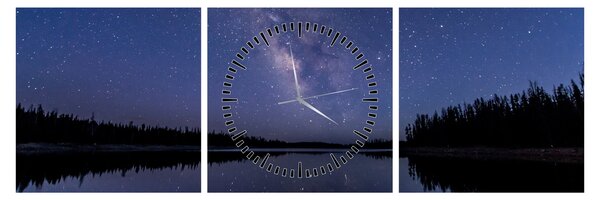 Obraz nocnego nieba (z zegarem) (90x30 cm)