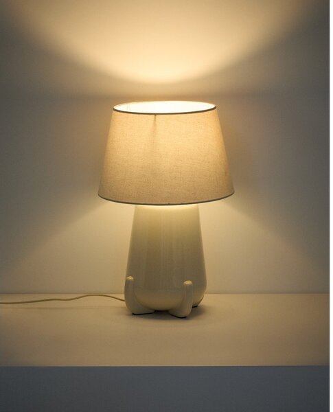 Beżowa/w kolorze kości słoniowej lampa stołowa ceramiczna (wysokość 45,5 cm) Odra – Kave Home