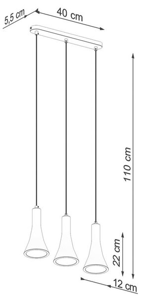 Betonowa lampa wisząca 3-punktowa - 4X A398 F9-S36