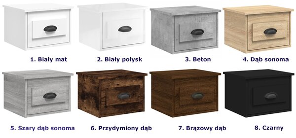 Komplet wiszących szafek nocnych biały połysk B9-P15