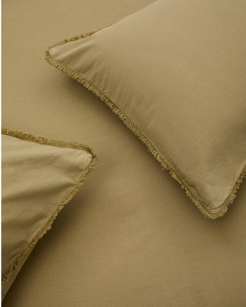 Żółtozielona pościel dwuosobowa z perkalu bawełnianego 260x240 cm Sifinia – Kave Home