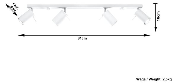 Biała lampa sufitowa Sollux Etna 4L