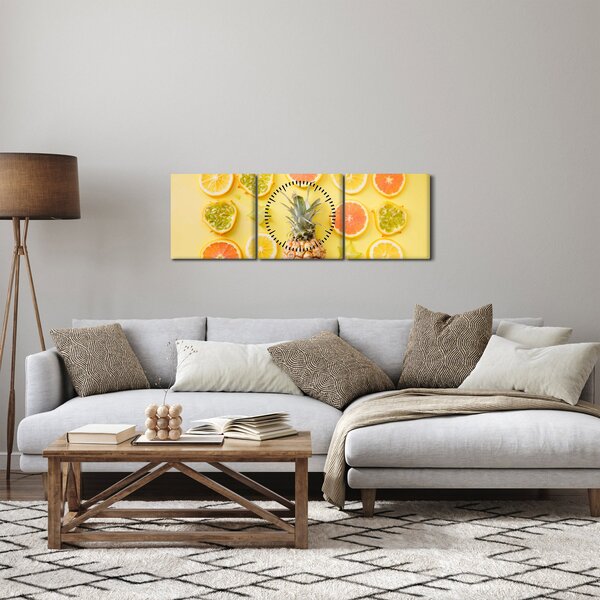Obraz owoców (z zegarem) (90x30 cm)