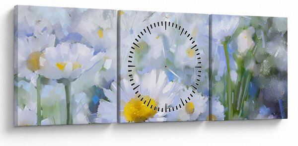 Obraz - W stokrotkach (z zegarem) (90x30 cm)