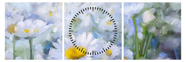 Obraz - W stokrotkach (z zegarem) (90x30 cm)