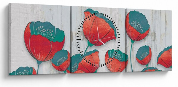 Obraz - Maki - nafta (z zegarem) (90x30 cm)