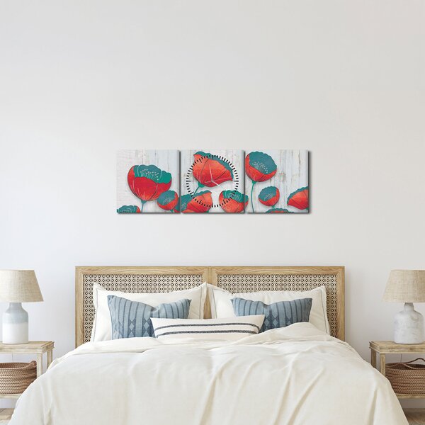 Obraz - Maki - nafta (z zegarem) (90x30 cm)