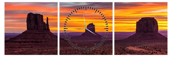 Obraz - Monument Valley v Arizonie (z zegarem) (90x30 cm)