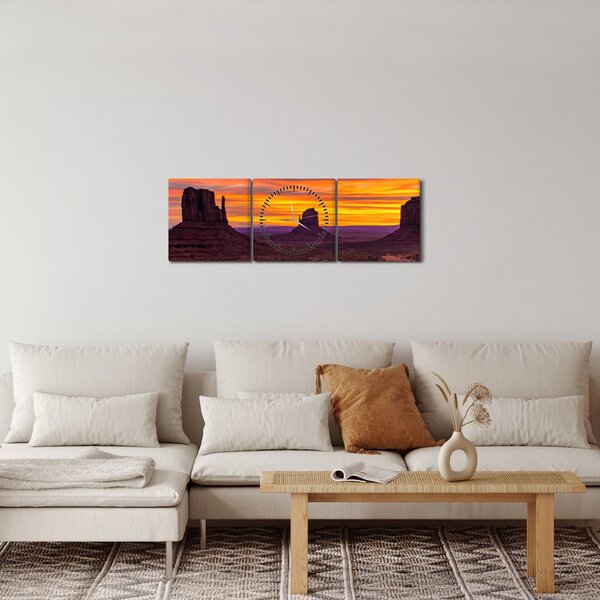 Obraz - Monument Valley v Arizonie (z zegarem) (90x30 cm)