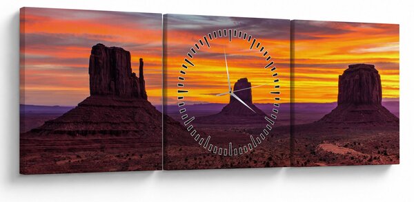 Obraz - Monument Valley v Arizonie (z zegarem) (90x30 cm)