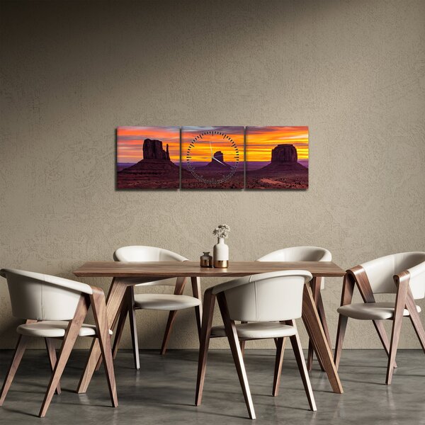 Obraz - Monument Valley v Arizonie (z zegarem) (90x30 cm)