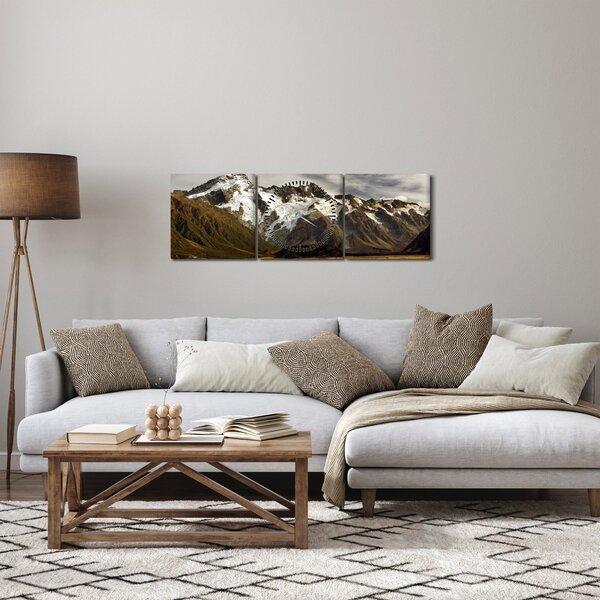 Obraz góry Sefton, Nowa Zelandia (z zegarem) (90x30 cm)