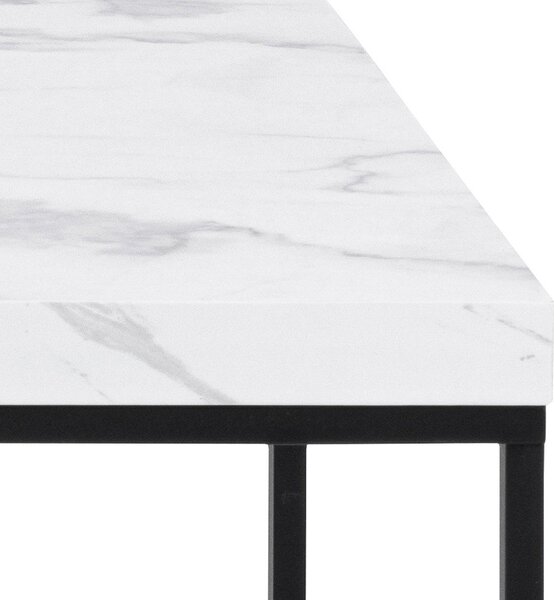 Biały stolik z blatem w dekorze marmuru 55x110 cm Barossa – Actona