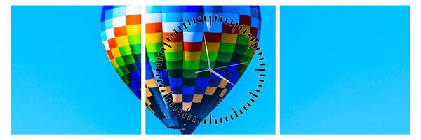 Obraz - Balon na gorące powietrze (z zegarem) (90x30 cm)