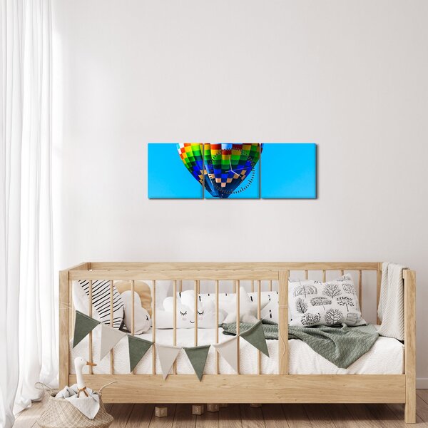 Obraz - Balon na gorące powietrze (z zegarem) (90x30 cm)