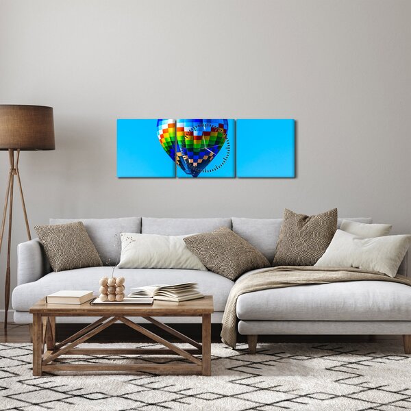 Obraz - Balon na gorące powietrze (z zegarem) (90x30 cm)