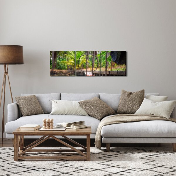 Obraz - Drewniana łódź na kanale, Tajlandia (z zegarem) (90x30 cm)